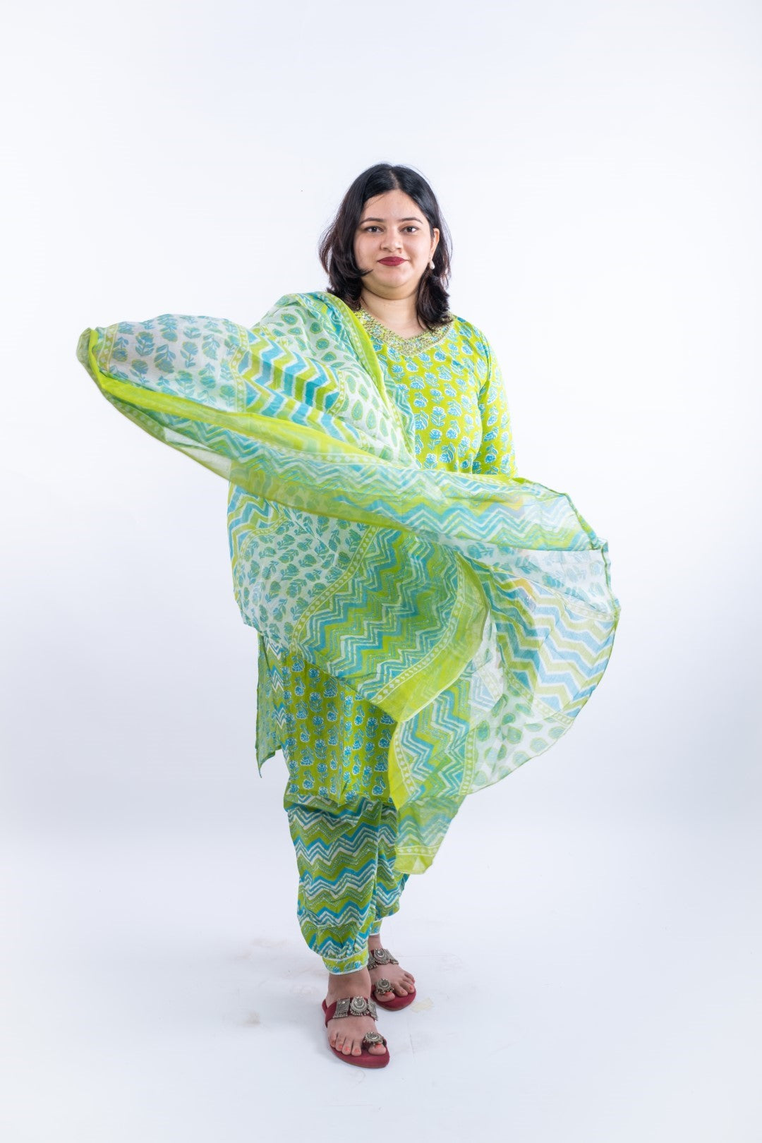 Buy Yellow & Parrot Green Chanderi Embroidered Salwar Suit With Banarasi  Dupatta Online at Best Prices in India - JioMart.
